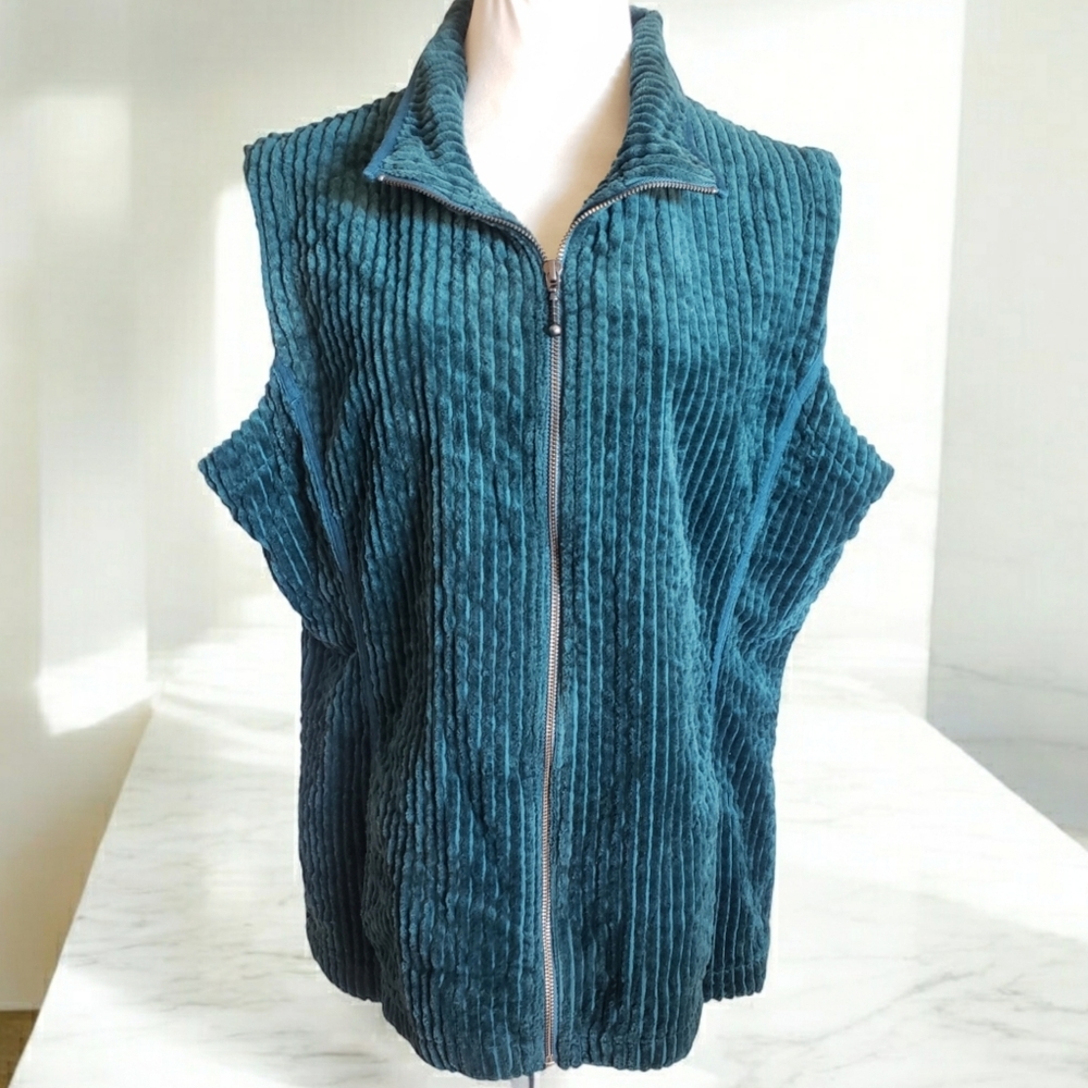 Woolrich Vest Kinsdale Deep Atlantic Womens XL Corduroy Sleeveless Sweater